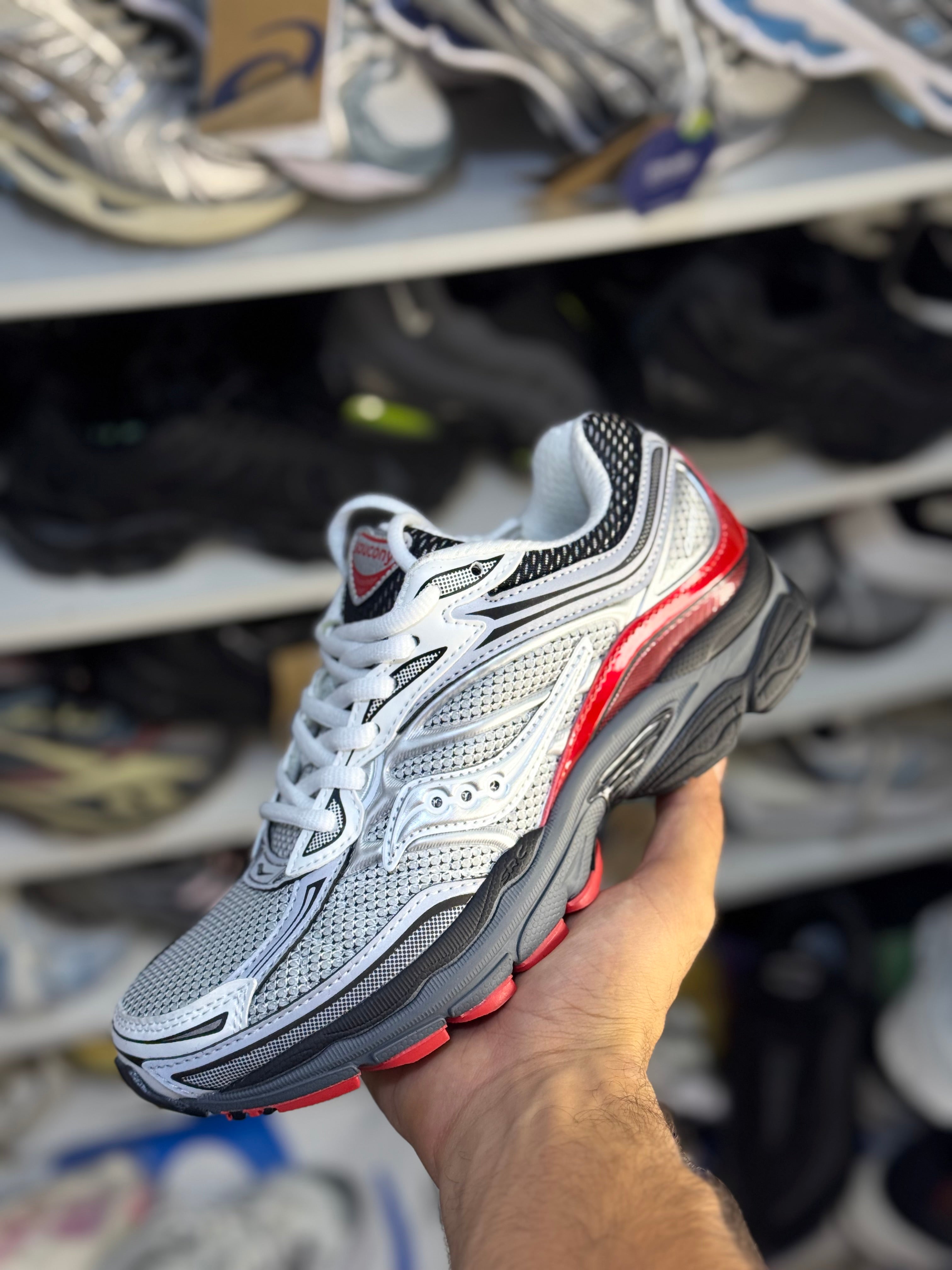 Saucony red grey